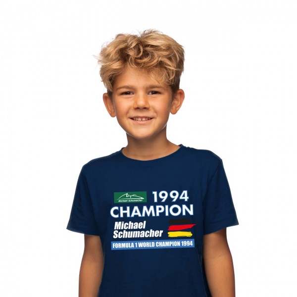 Michael Schumacher Kids T Shirt World Champion 1994 blue